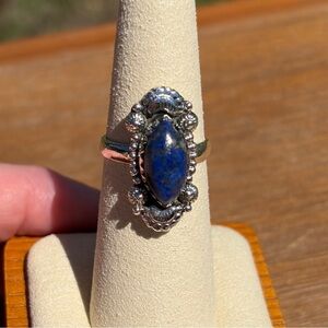 Sterling Silver Lapis Lazuli Marquee Ring